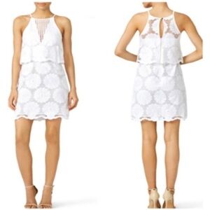 N/Nicholas Sunflower Lace White Tiered Dress